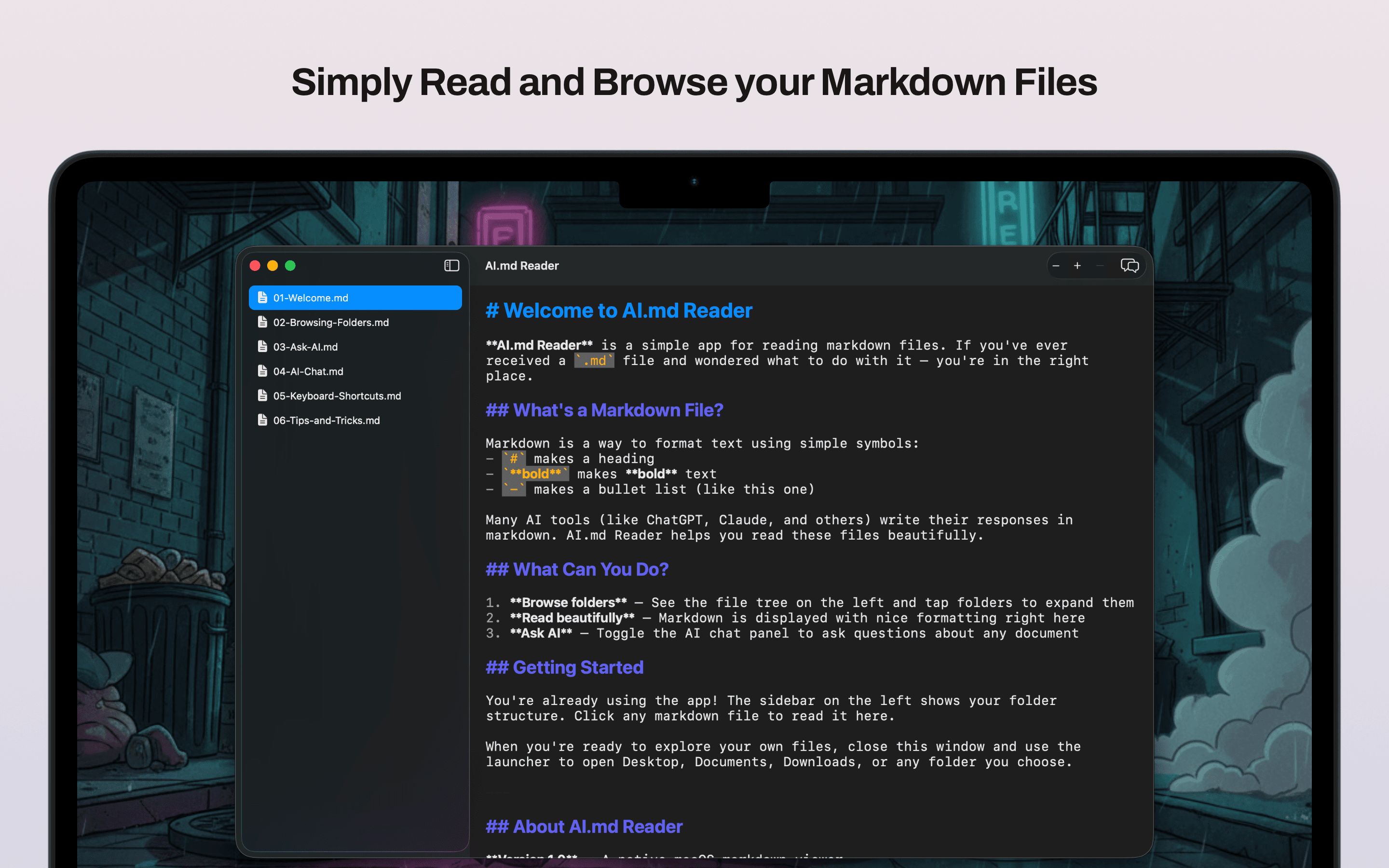 Simply Read and Browse your Markdown Files